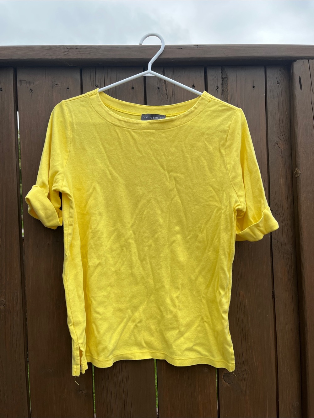 Classic Edition 100% cotton lemon Yellow half sleeve rolled cuff Tee. Mid sleeve